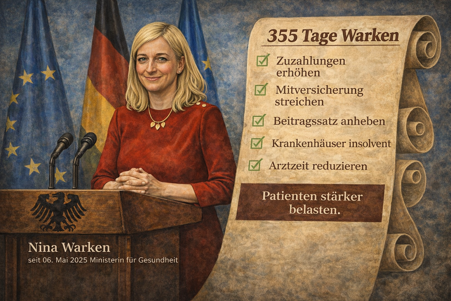 Illustration zu Klinikschließungen, Kassenbeiträgen und Gesundheitsversorgung