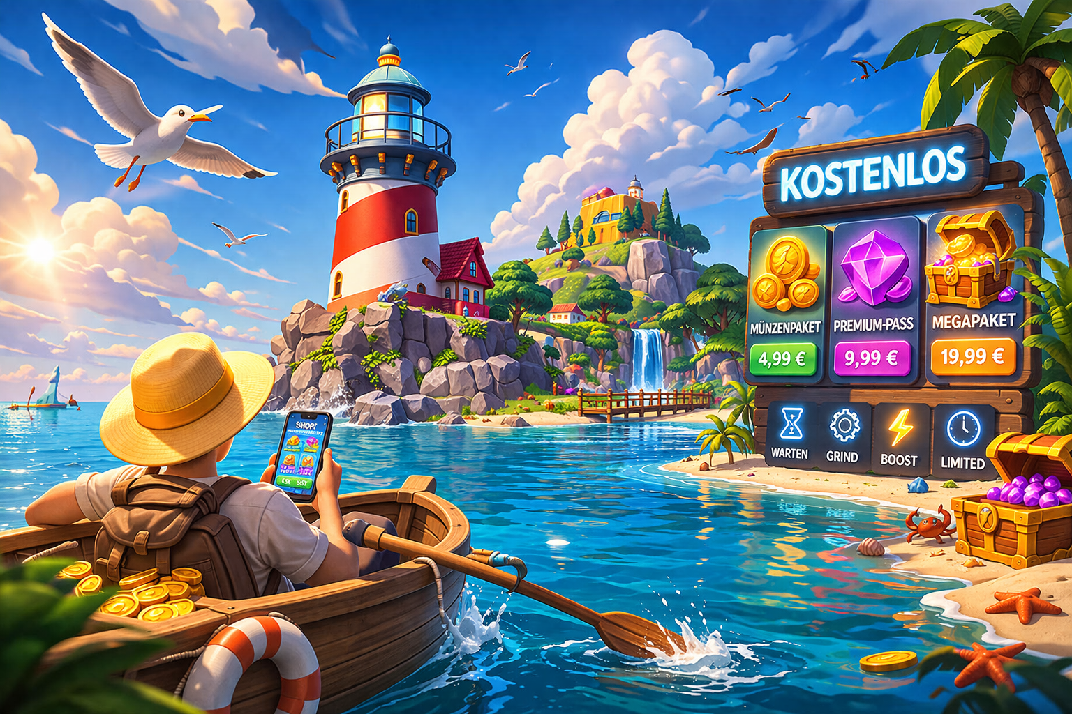 Symbolbild zu Sunshine Island, Free2Play-Mechaniken und Monetarisierung in einer freundlichen Spielwelt
