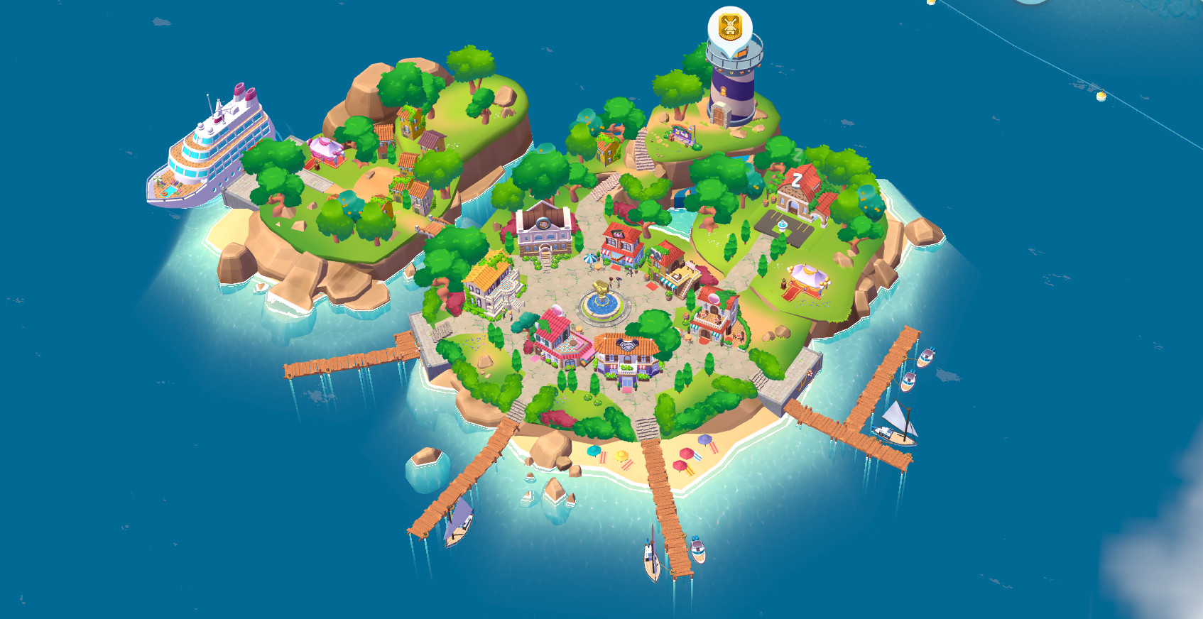 Sunshine Island mit weiter Inselkulisse und ruhiger Oberfläche